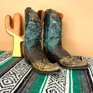 DAN POST Vintage Bluebird ladies leather western cowgirl boots 7.5